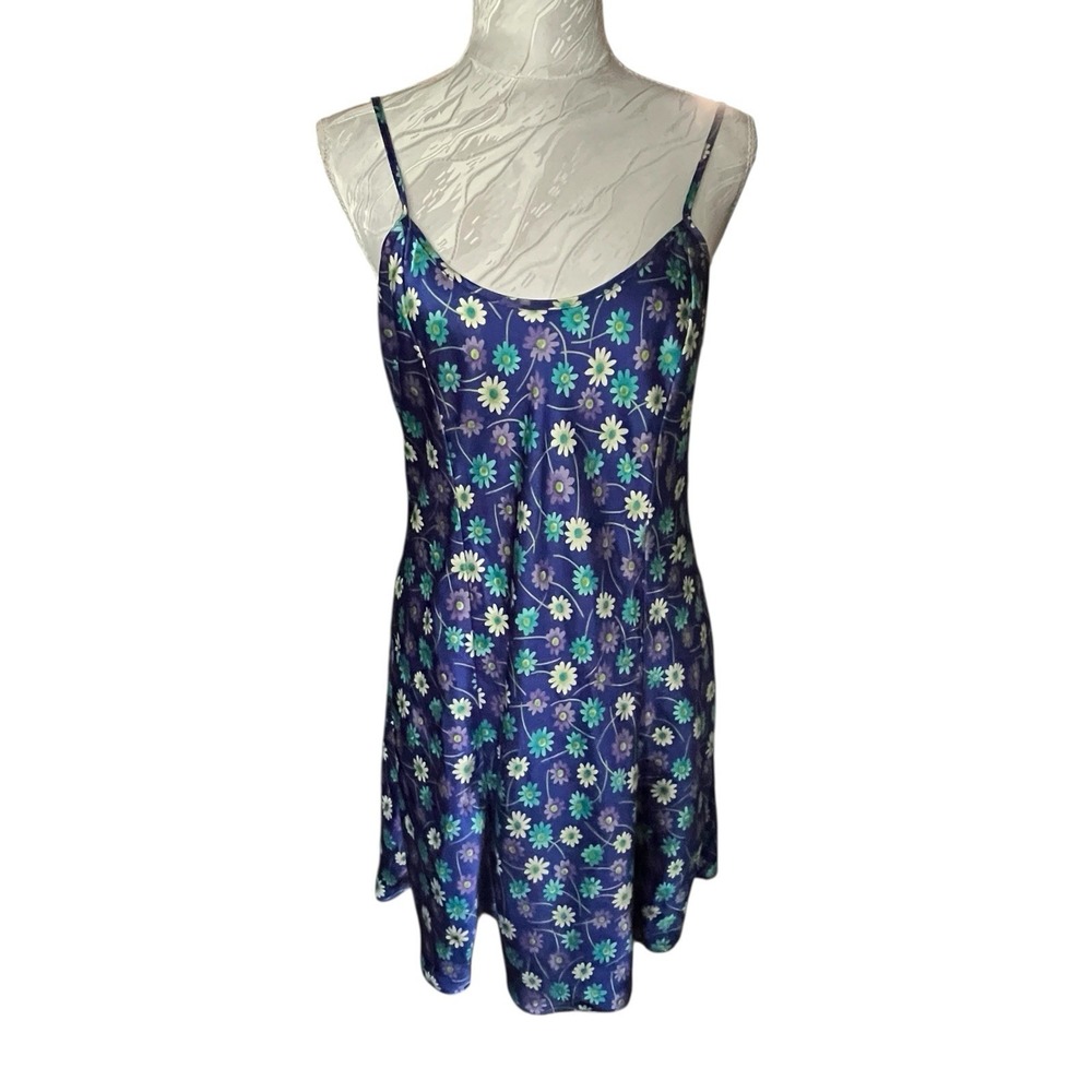 Angelique Sz M Floral Slip Mini Dress Spaghetti Straps Flowy Resort Dainty‎ Soft